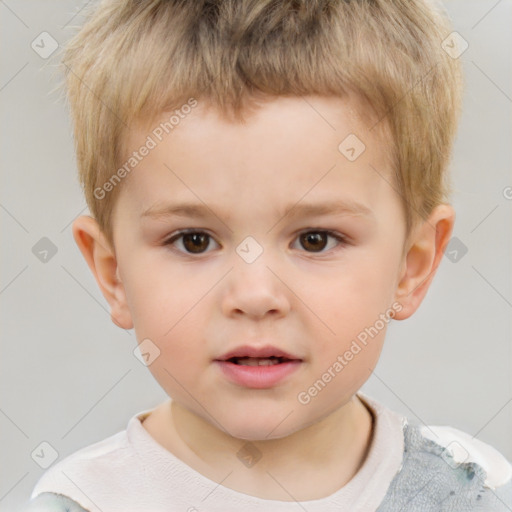 Neutral white child male with short  brown hair and brown eyes