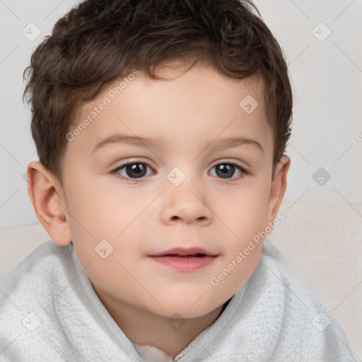 Neutral white child male with short  brown hair and brown eyes