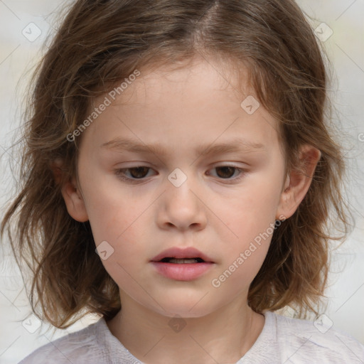 Neutral white child female with medium  brown hair and brown eyes