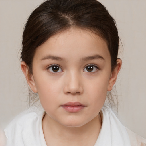 Neutral white child female with medium  brown hair and brown eyes