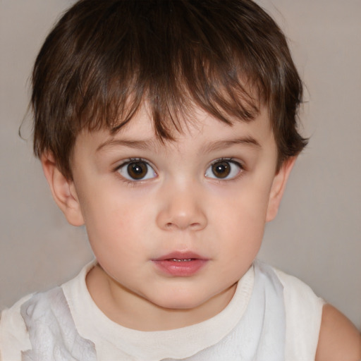 Neutral white child female with short  brown hair and brown eyes