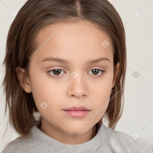 Neutral white child female with medium  brown hair and brown eyes