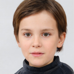 Neutral white child female with short  brown hair and brown eyes