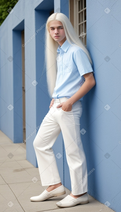 Teenager boy with  white hair