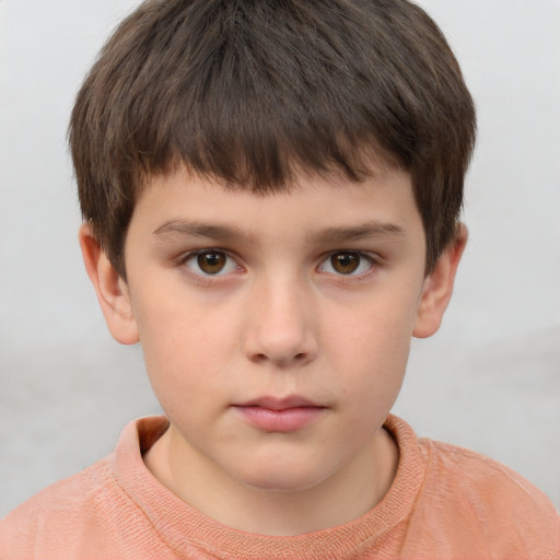 Neutral white child male with short  brown hair and brown eyes