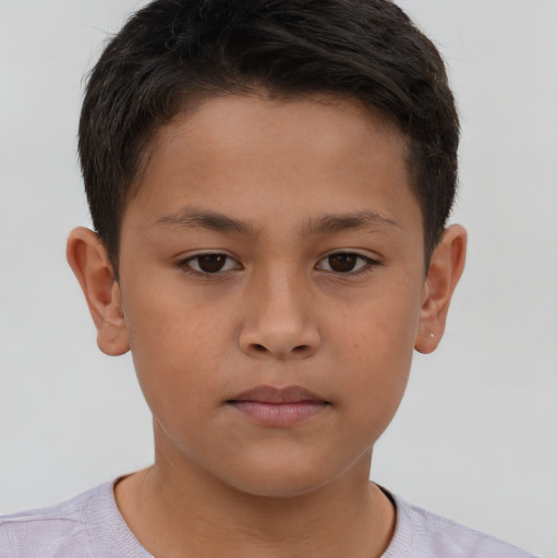 Neutral white child male with short  brown hair and brown eyes