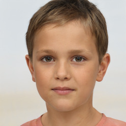 Neutral white child male with short  brown hair and brown eyes