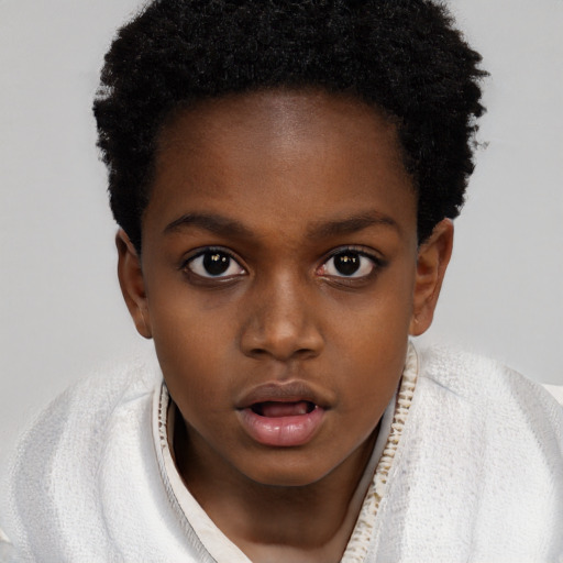 Neutral black young-adult female with short  brown hair and brown eyes