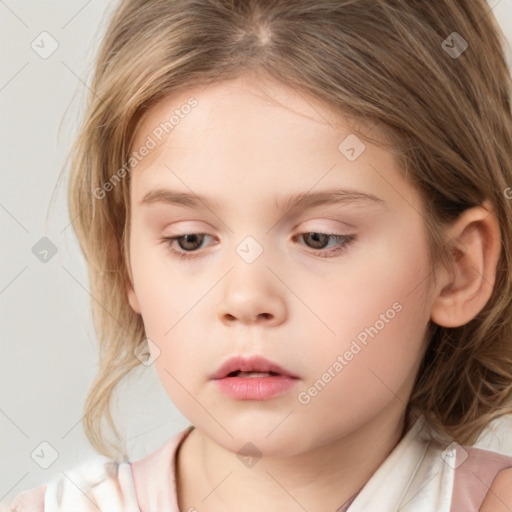 Neutral white child female with medium  brown hair and brown eyes