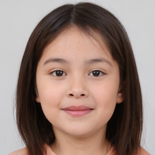 Neutral white child female with medium  brown hair and brown eyes