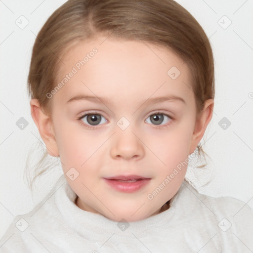 Neutral white child female with medium  brown hair and brown eyes