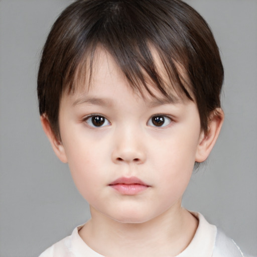 Neutral white child female with short  brown hair and brown eyes