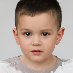 Neutral white child male with short  brown hair and brown eyes