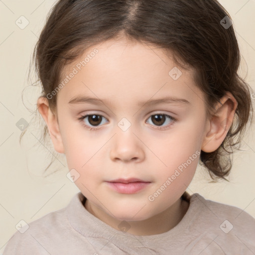 Neutral white child female with medium  brown hair and brown eyes