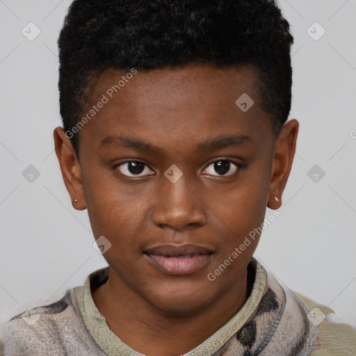 Neutral black young-adult male with short  brown hair and brown eyes