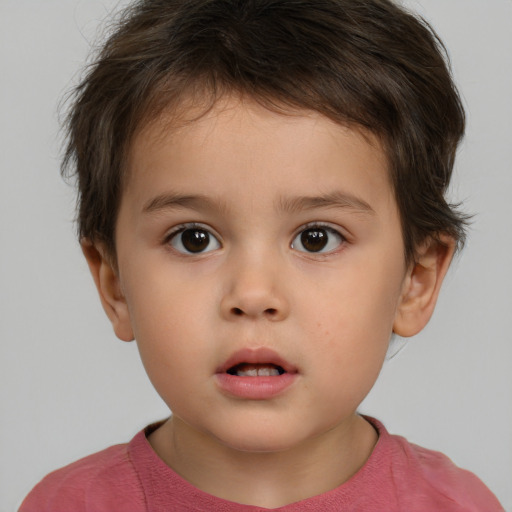 Neutral white child male with short  brown hair and brown eyes