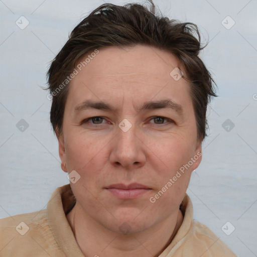 Neutral white adult male with short  brown hair and brown eyes