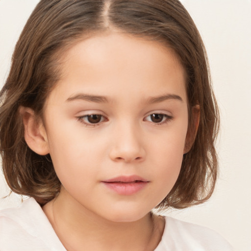 Neutral white child female with medium  brown hair and brown eyes