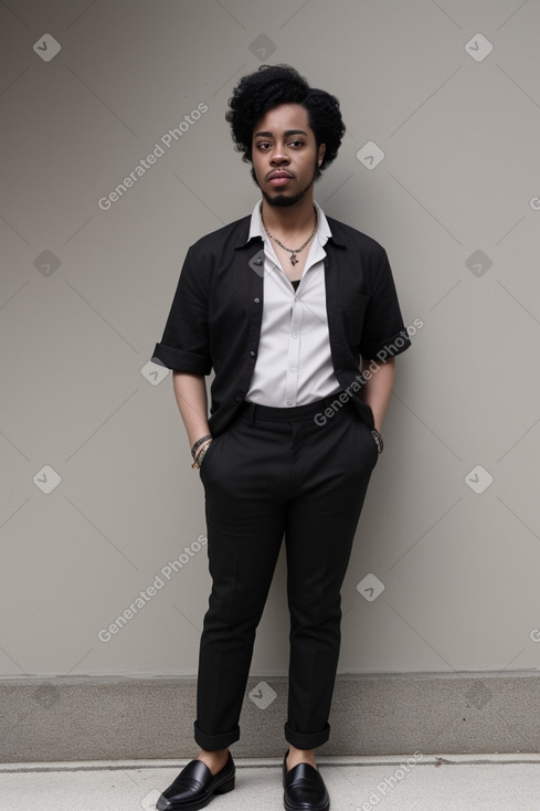 African american adult non-binary with  black hair