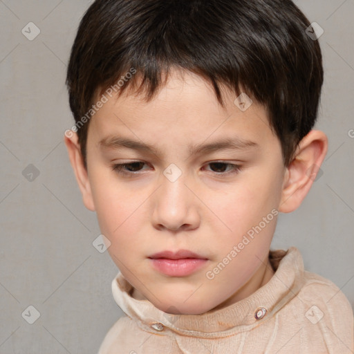 Neutral white child male with short  brown hair and brown eyes