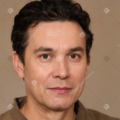 Neutral white adult male with short  brown hair and brown eyes