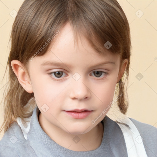 Neutral white child female with medium  brown hair and brown eyes