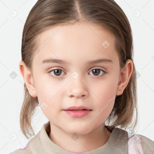 Neutral white child female with medium  brown hair and brown eyes