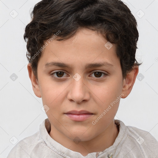 Neutral white child female with short  brown hair and brown eyes