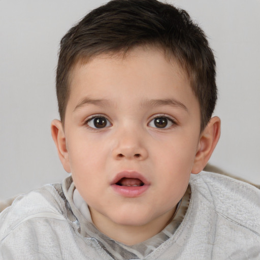 Neutral white child male with short  brown hair and brown eyes