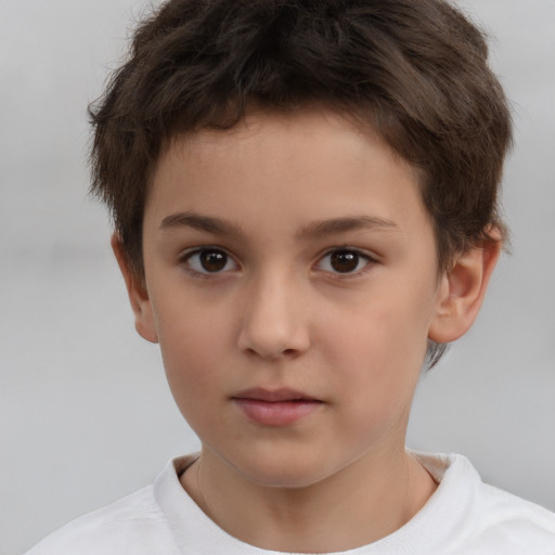 Neutral white child male with short  brown hair and brown eyes