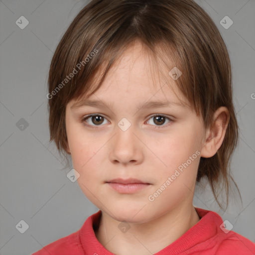 Neutral white child female with medium  brown hair and brown eyes