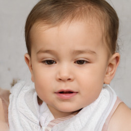 Neutral white child female with short  brown hair and brown eyes