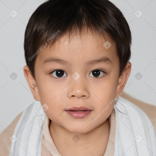 Neutral white child male with short  brown hair and brown eyes