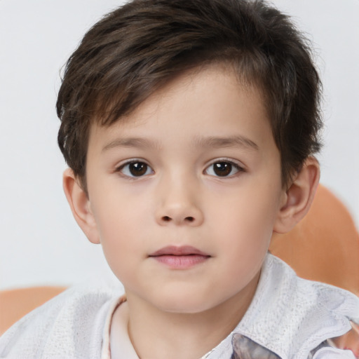 Neutral white child male with short  brown hair and brown eyes