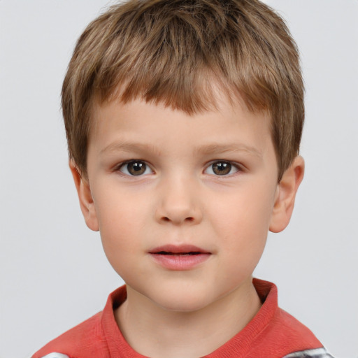 Neutral white child male with short  brown hair and brown eyes