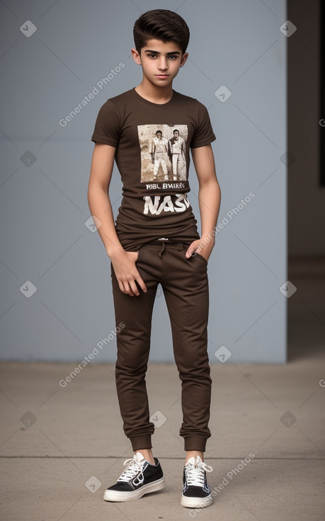 Iraqi teenager boy with  brown hair