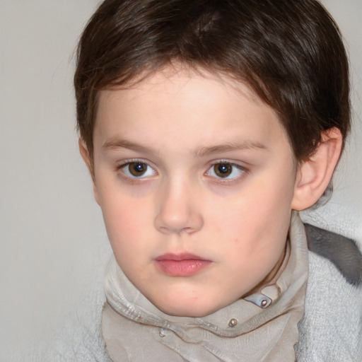 Neutral white child female with short  brown hair and brown eyes