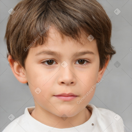 Neutral white child male with short  brown hair and brown eyes