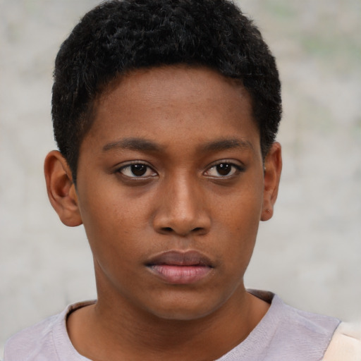 Neutral black young-adult male with short  brown hair and brown eyes