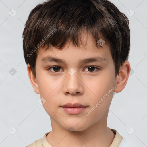 Neutral white child male with short  brown hair and brown eyes