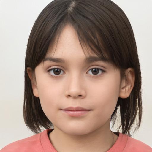 Neutral white child female with medium  brown hair and brown eyes