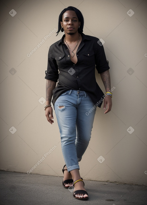 Jamaican adult non-binary with  black hair