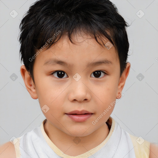 Neutral white child female with short  brown hair and brown eyes