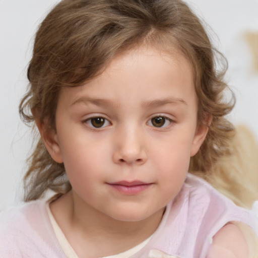 Neutral white child female with medium  brown hair and brown eyes