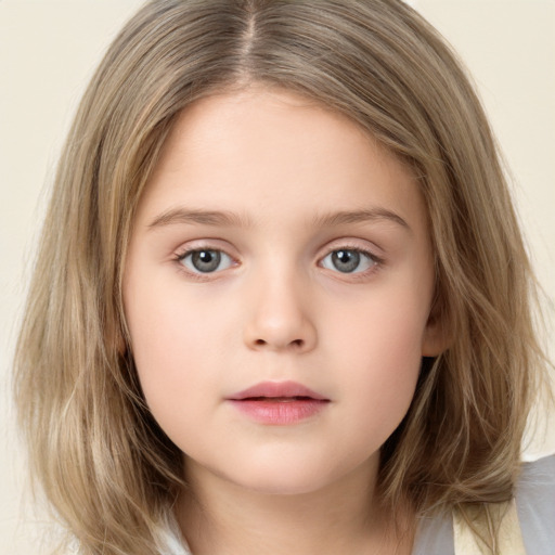 Neutral white child female with medium  brown hair and brown eyes