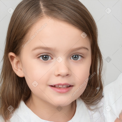 Neutral white child female with medium  brown hair and brown eyes