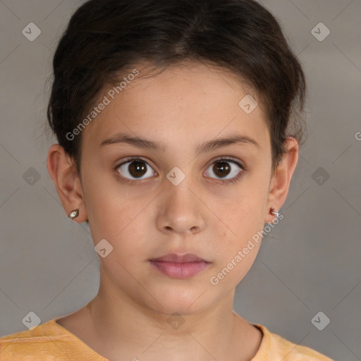 Neutral white child female with short  brown hair and brown eyes