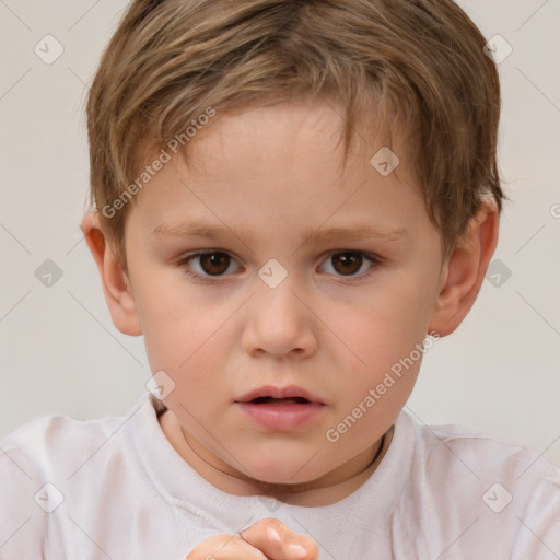 Neutral white child male with short  brown hair and brown eyes