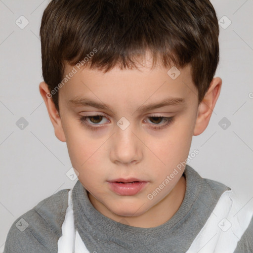 Neutral white child male with short  brown hair and brown eyes