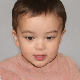 Neutral white child female with short  brown hair and brown eyes